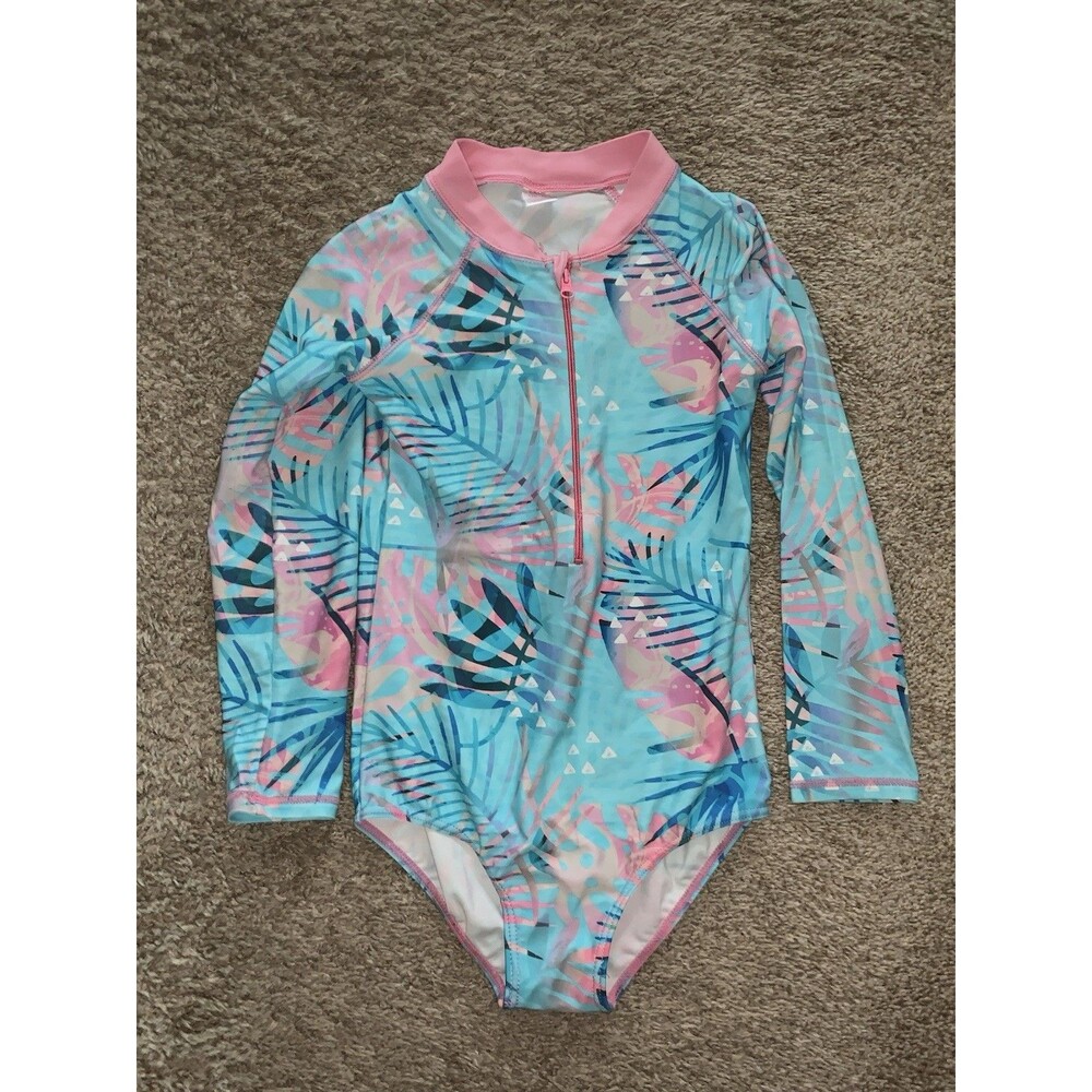 One Piece Swimsuit Rash Guard Girls 128/134 US 7-10 Floral